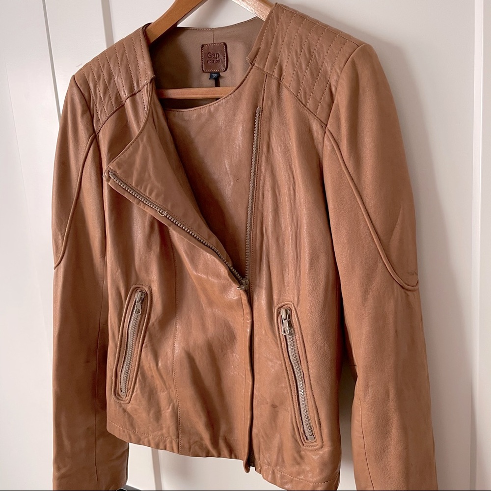 Nude Lambskin Leather Moto Jacket- super soft!